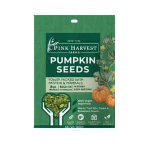 Pink Harvest Farms Pumpkin Seeds 100g – Protein & Magnesium Rich for Trail Mix Salad & Breakfast Bowls