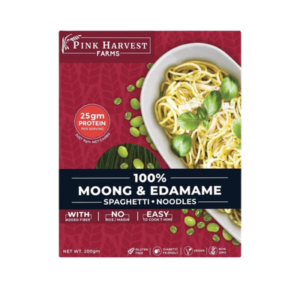 Pink Harvest Farms Moong & Edamame Spaghetti (25g Protein 9g Net Carbs) 200g – Gluten Free Vegan Diabetic Friendly No Rice/Maida